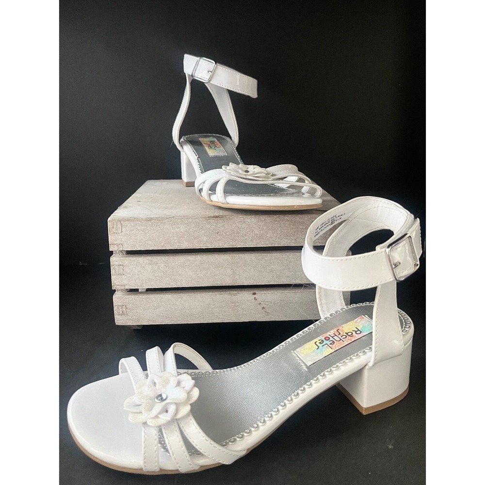 EUC Rachel Shoes Elodie White Girls Sandal Heel Size 4M - Picture 6 of 7
